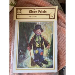 VINTAGE Art‎ Picture 1966 MICHELE CLOWN  Litho PRINTS~EXCELLENT!!! NIP Circus